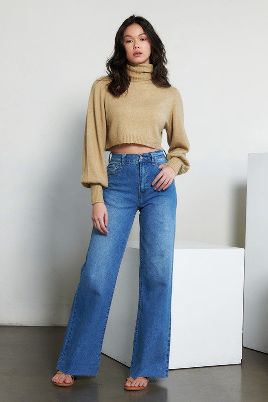 HIGH WAISTED WIDE LEG JEANS