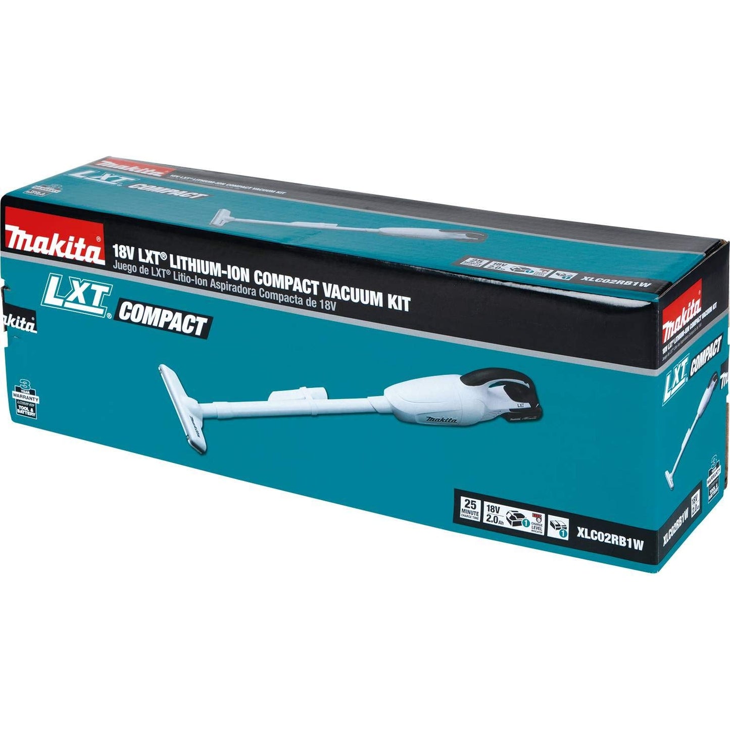 Makita XLC02RB1W 18V LXT Lithium-Ion Compact Cordless Vacuum Kit (2.0Ah), 1.3 Pint