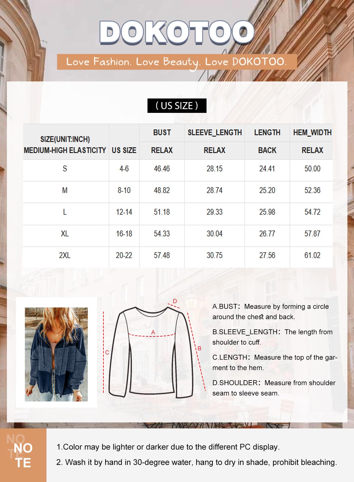 Dokotoo Waffle Stitch Spliced Sweatshirt for Womens Contrast Zip Up Fall Fashion 2024 Clothing Lightweight Jackets,Brown Medium