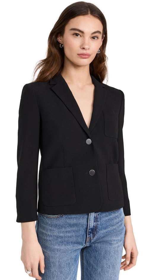 Theory Women's Shrunken Patch Pocket Jacket, Black, 0