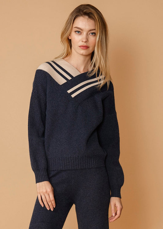 Women's Varsity Sweater in Midnight